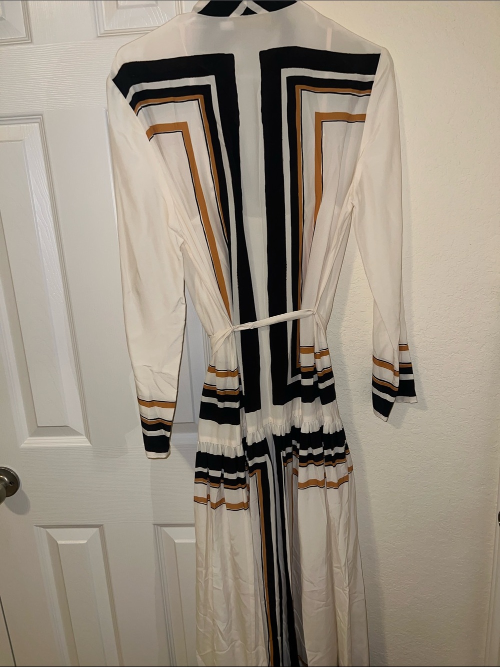 Zimmermann striped tie neck print crepe de chine midi dress size 1 - Picture 8 of 9